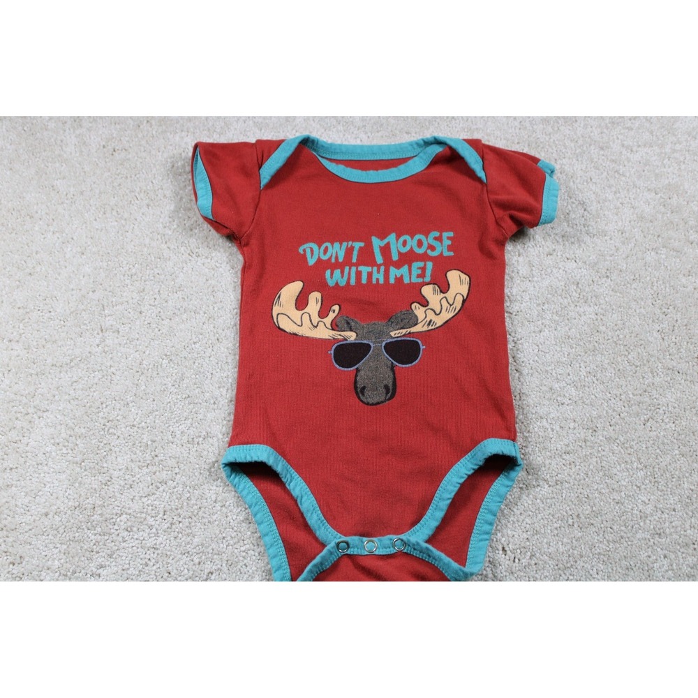 Lazy One Bodysuit Baby Boys 6-12 Months Moose Graphic‎ Funny Romper Outfit